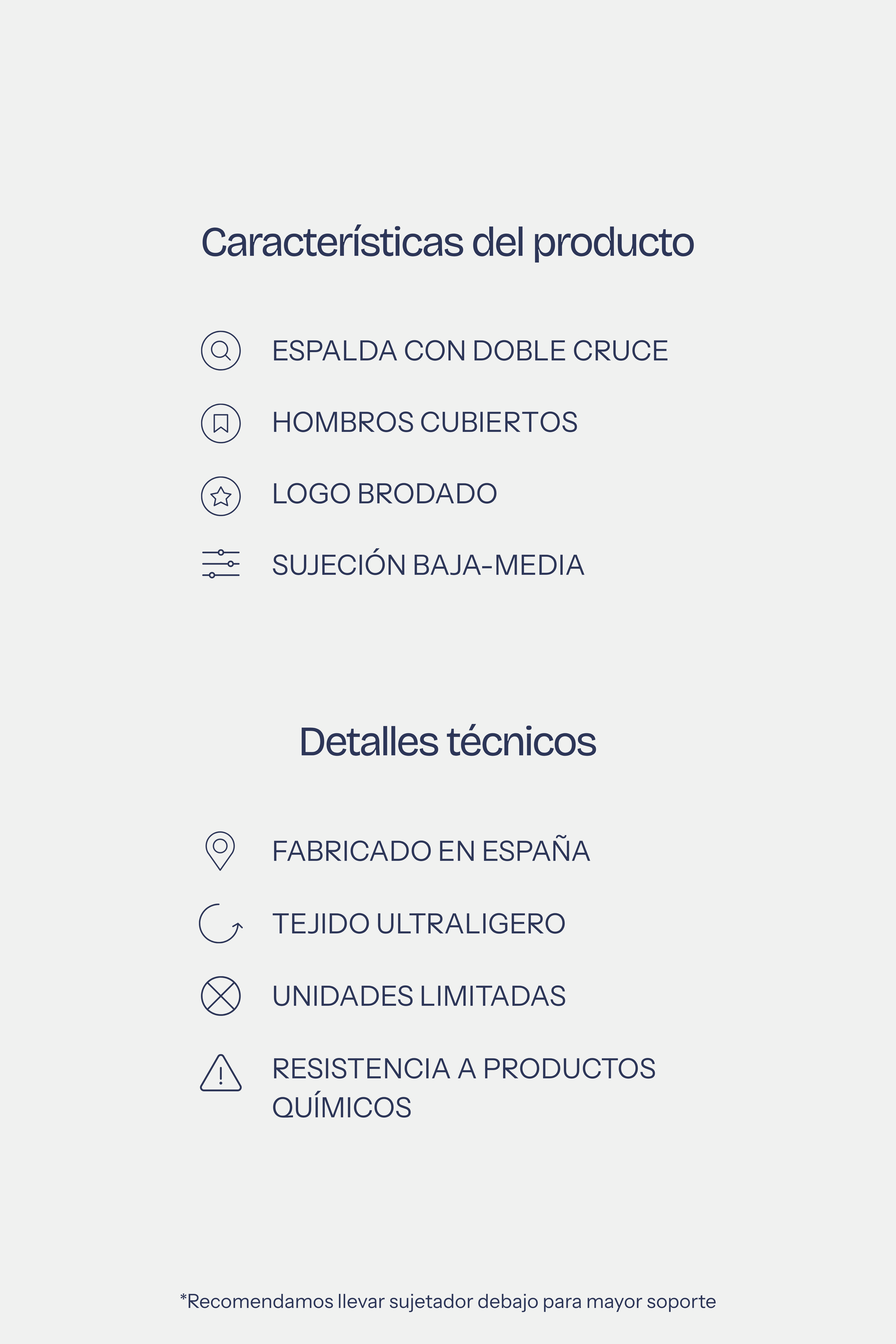 Detalles y características Top deportivo Aina para mujer – Etereo House