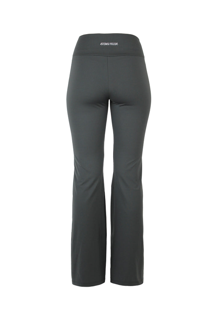 Legging deportivo acampanado Aurora gris con bolsillo trasero para mujer – producto trasero - Etereo House