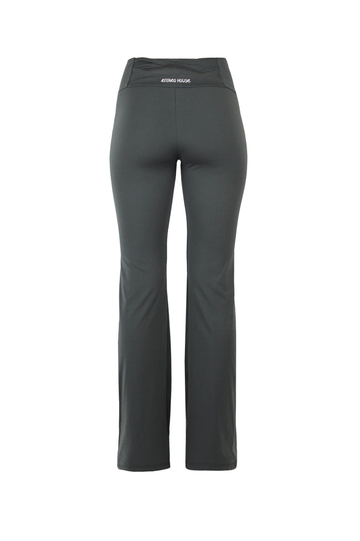 Legging deportivo acampanado Maia gris para mujer – producto trasero – Etereo House