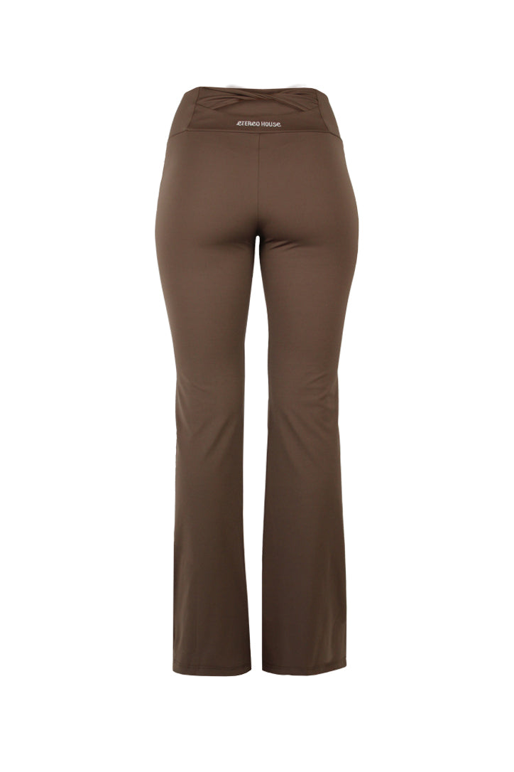 Legging deportivo acampanado Maia mocha para mujer – producto trasero – Etereo House