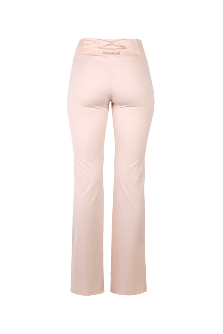 Legging deportivo acampanado Maia rosa para mujer – producto trasero – Etereo House