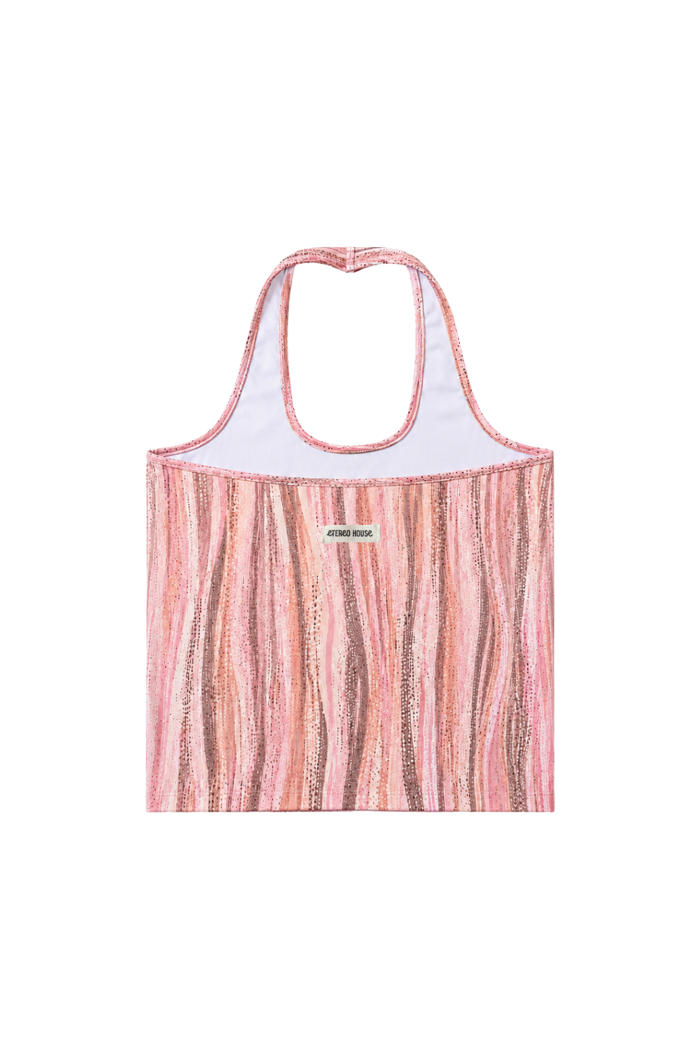 Top halter deportivo Luna estampado rosa blush para mujer – producto trasero -Etereo House