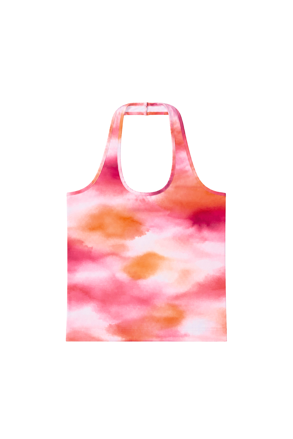 Top deportivo Luna Sunset en tonos rosa, fucsia y naranja para mujer – producto vista delantera – Etereo House