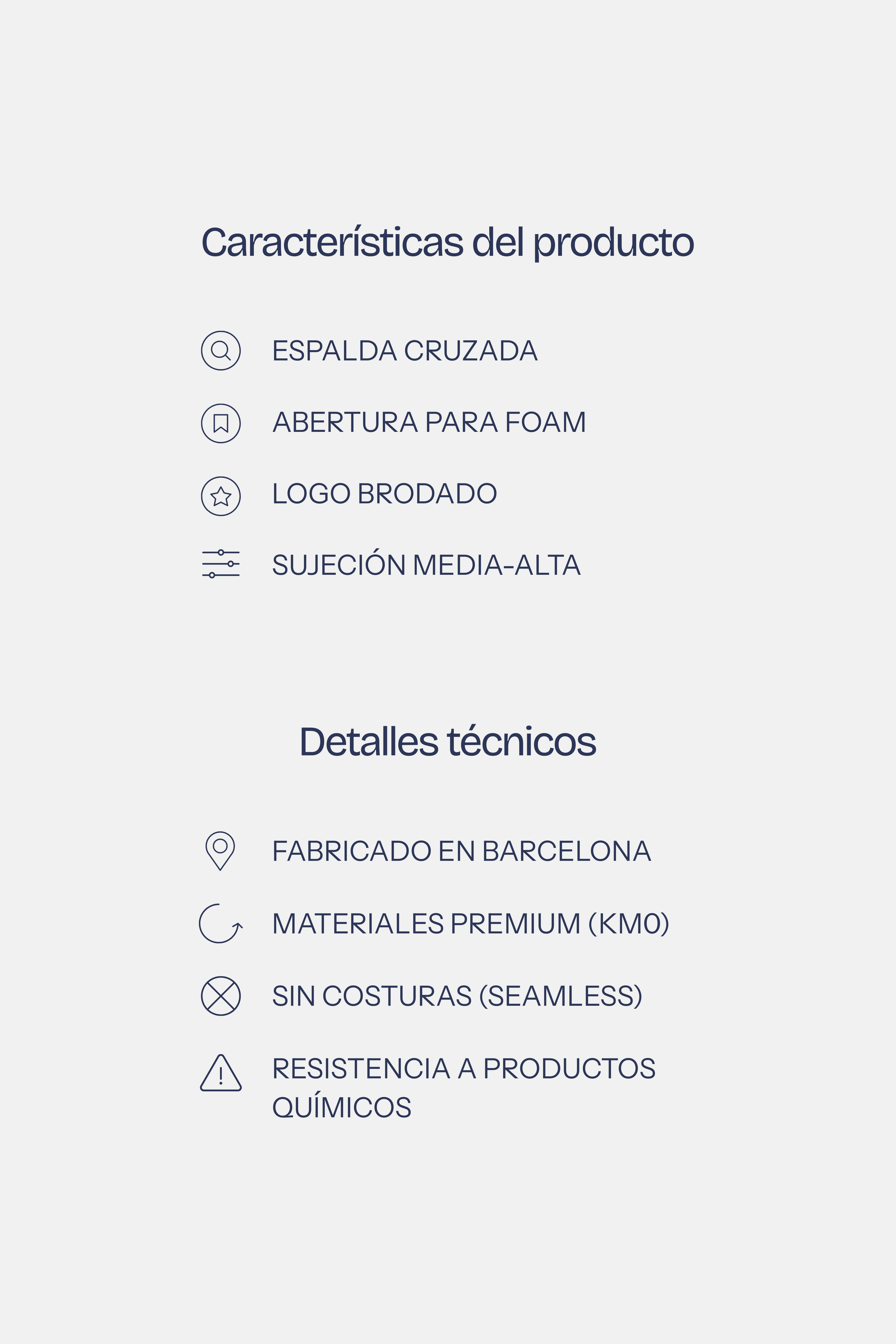 Detalles y características – Sujetador deportivo Lola – Etereo House