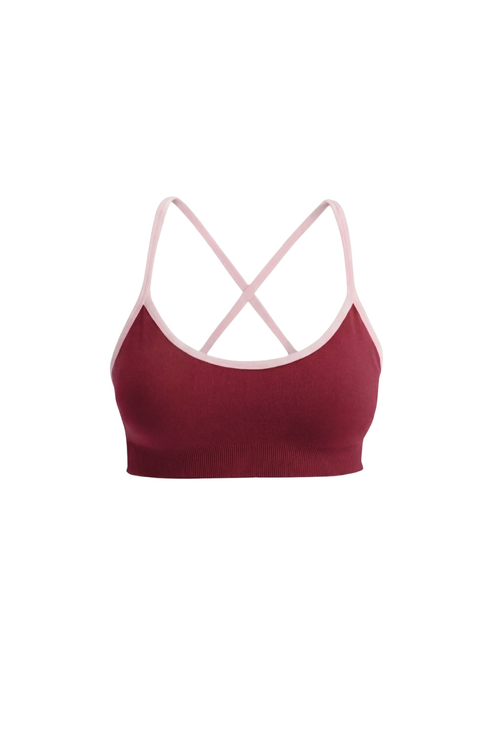 Sujetador deportivo Serena granate para mujer – detalle – Etereo House