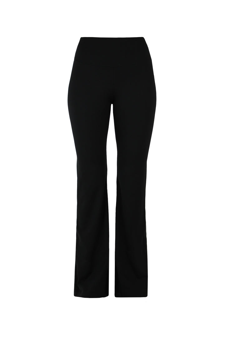 Legging deportivo acampanado Aurora negro con bolsillo trasero para mujer – producto frontal - Etereo House