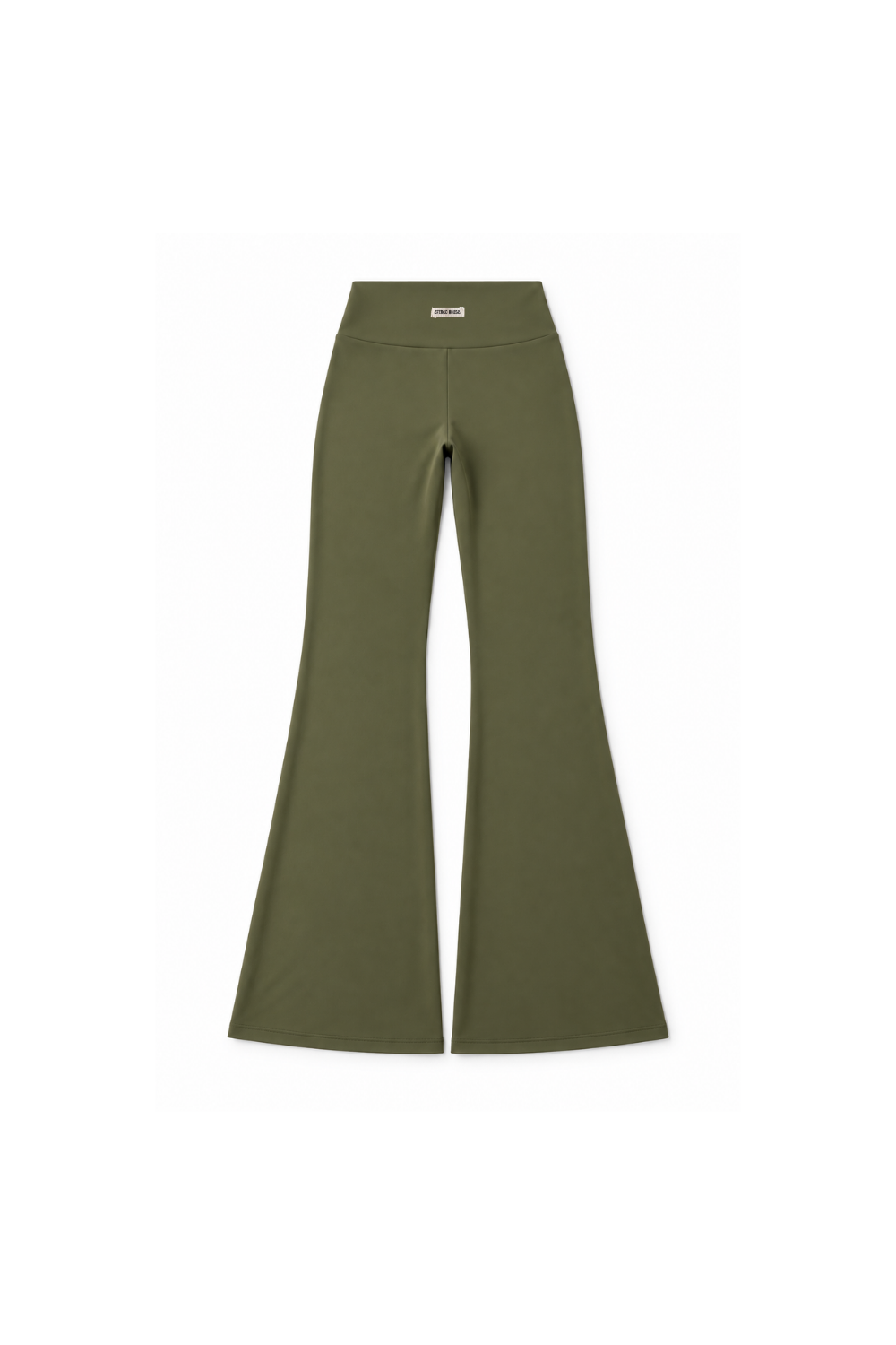 Legging deportivo acampanado Aurora  caqui para mujer – foto producto trasera – Etereo House