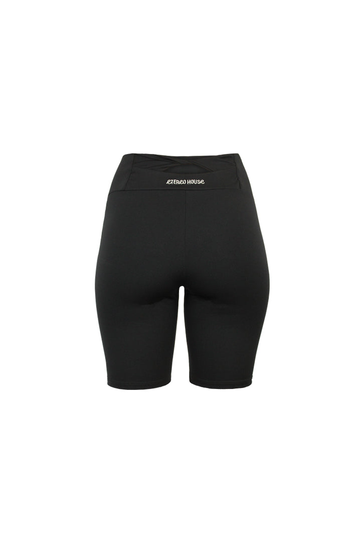 Short deportivo Chloe negro para mujer – producto vista trasera – Etereo House