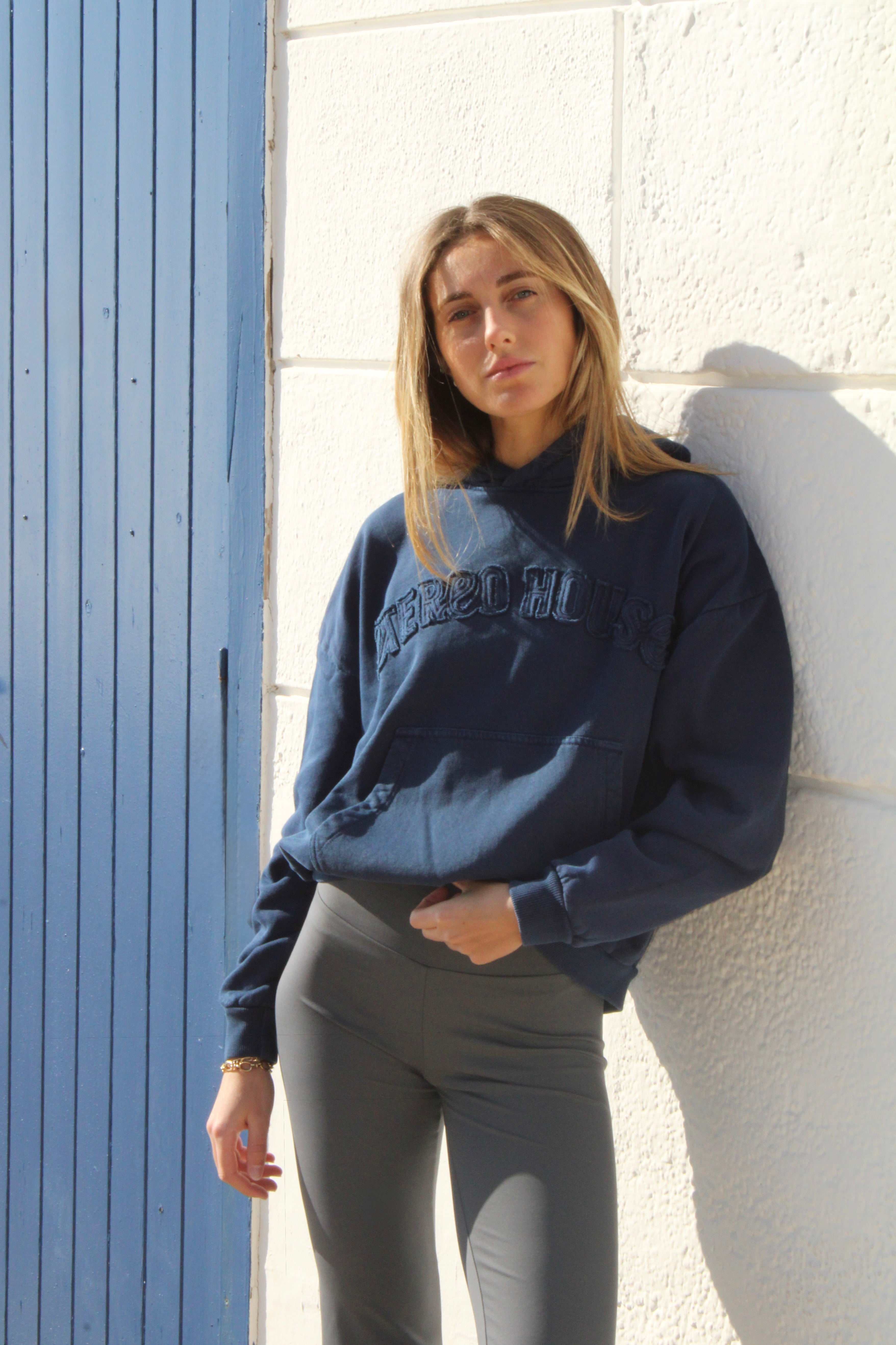 Sudadera de algodón con capucha Iris azul para mujer – Etereo House