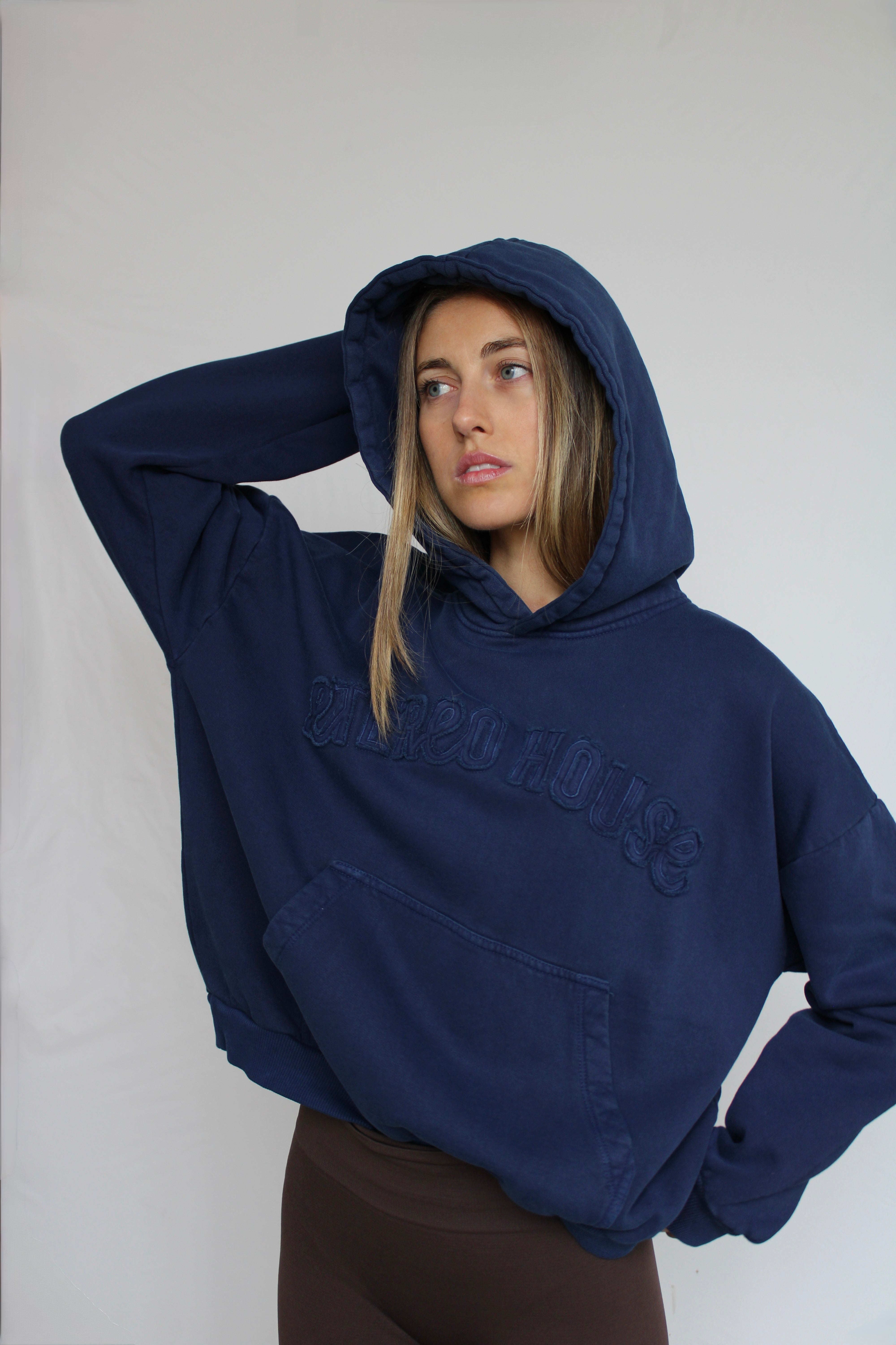 Sudadera de algodón con capucha Iris azul para mujer – puesto – Etereo House