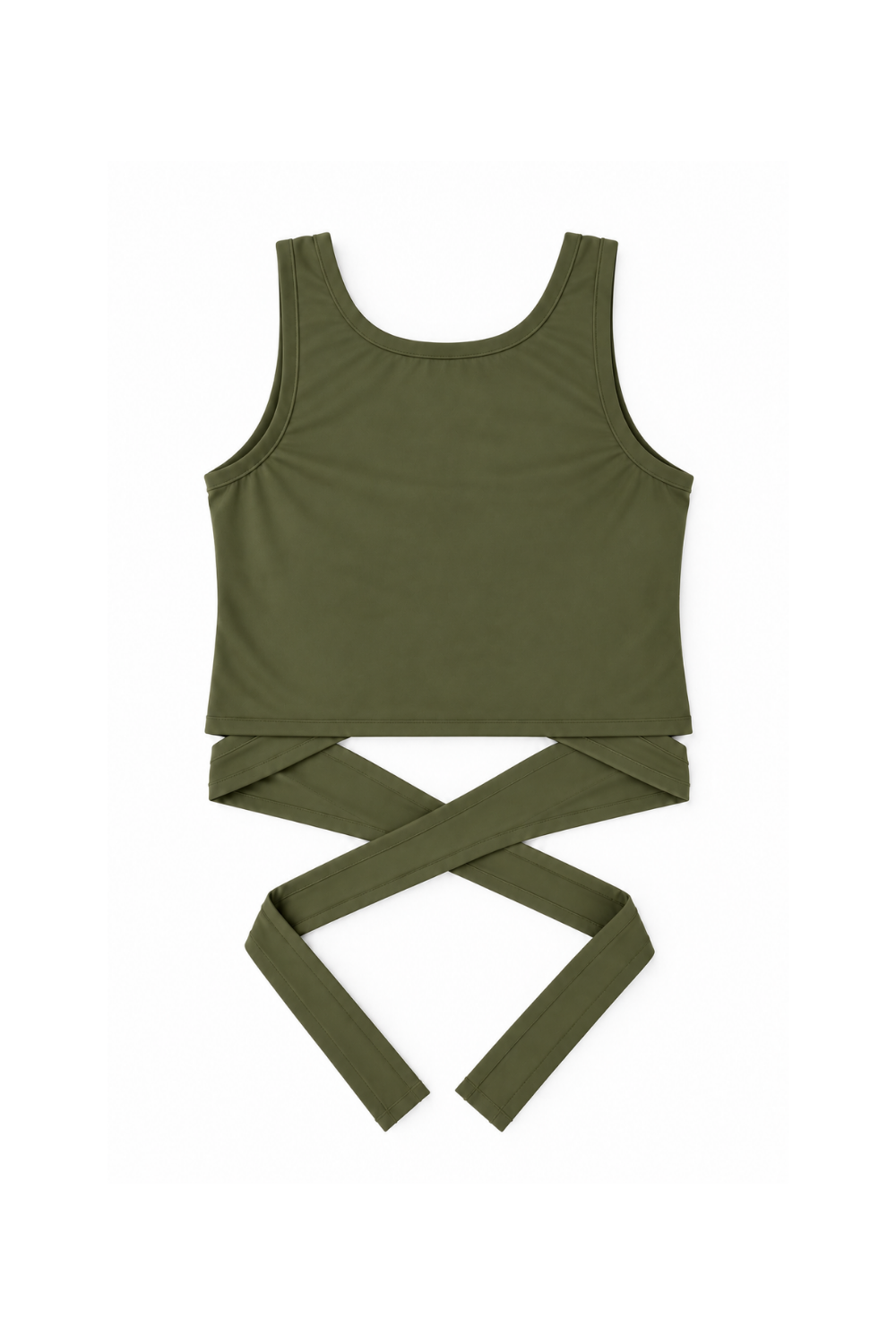 Top deportivo Odette multiposición caqui para mujer – foto producto trasera – Etereo House
